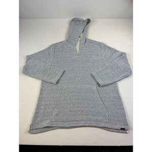 Faherty Brand Men's XXL Hooded Poncho Hoodie Grey White Herringbone Baja Beach
